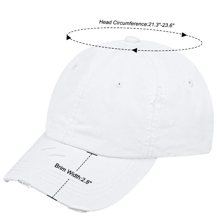 Eohak Ponytail Baseball Hat Distressed Retro Washed Womens Twill White - Image 3
